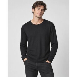 John Varvatos Men's Sweater M Gray Silk Cotton Ribbed Long Sleeve Quiet Luxury